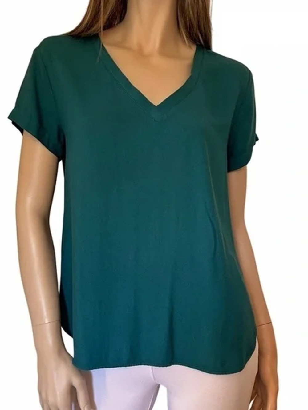 Cloth & Stone Top Shirt Tee Tank 100% Rayon Short Sleeve Hi-Low Rounded Hem